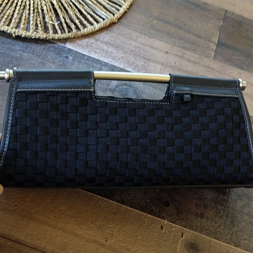 The Sak Black Woven Clutch with Silver Handle - Picture 4 of 8